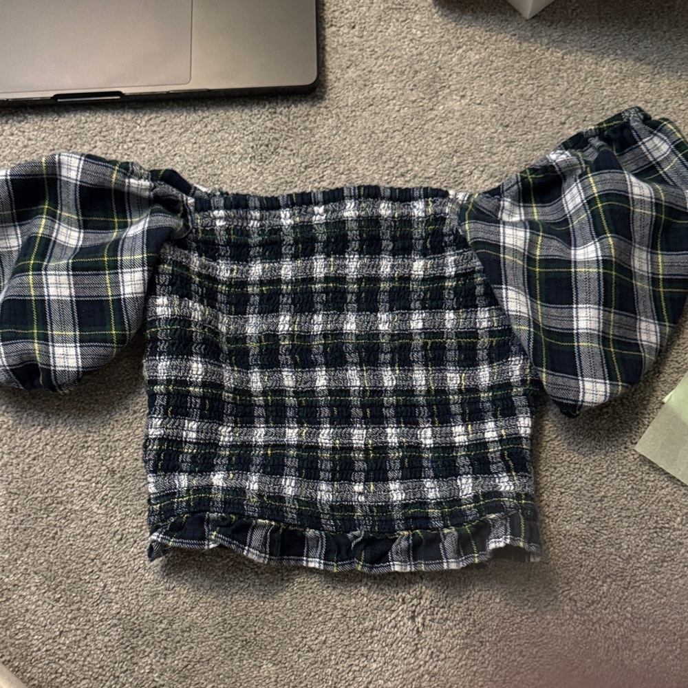 American Eagle Outfitters Navy Plaid crop